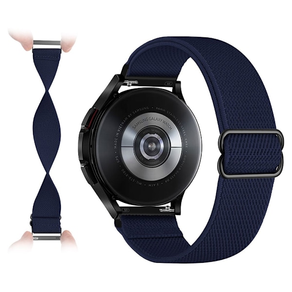 22 mm universellt elastiskt klockarmband i nylon - Midnattsblå Blå