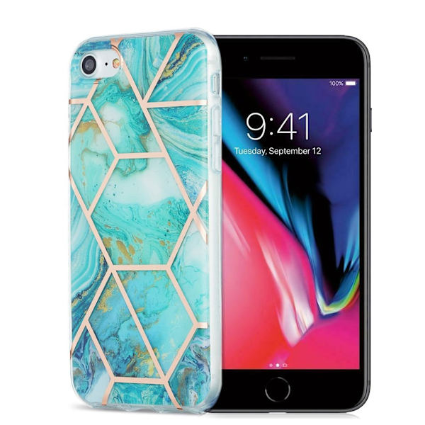 Marble iPhone 7 / 8 Etui - Grønn / Gull / Hvit Green