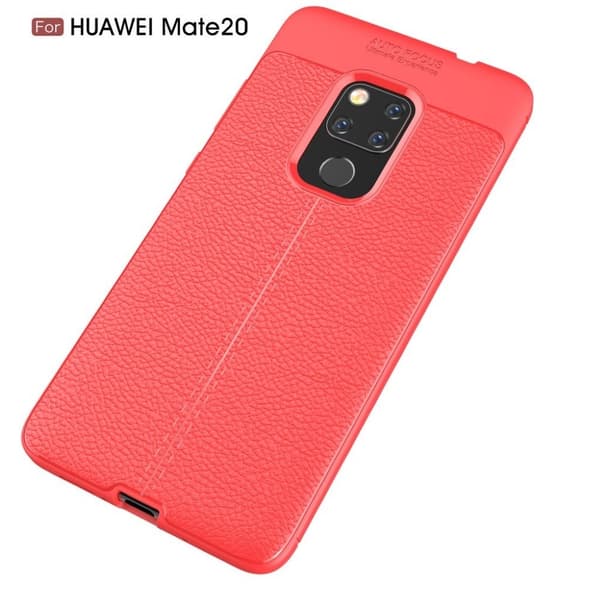 Huawei Mate 20 litchi texturfodral - Röd Röd