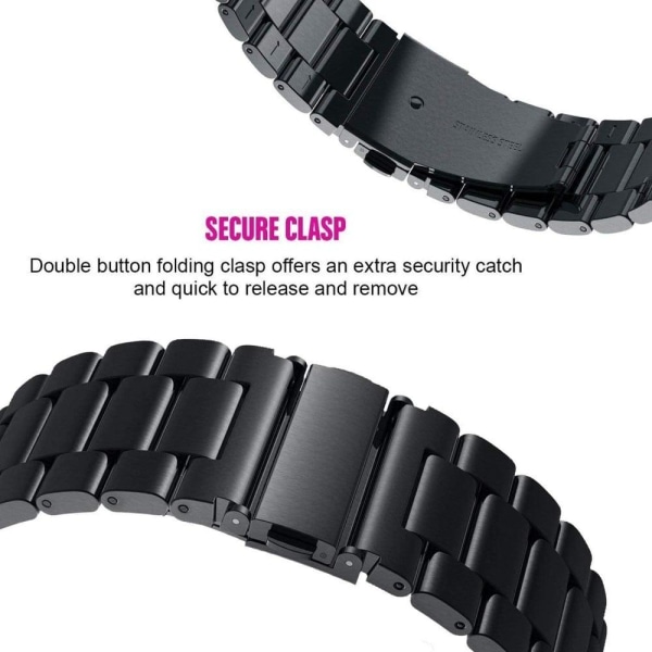 20mm JLT three bead stainless steel watch strap for Samsung Gala Black