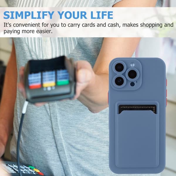 Kortholder cover til iPhone 16 Pro - Grå Blå Silver grey