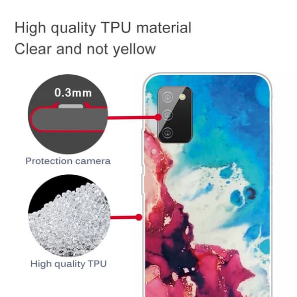 Marmormotiv Samsung Galaxy A03s skal - Stänk Av Rött Och Blått multifärg