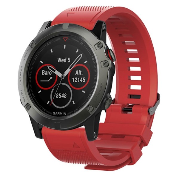 26mm Garmin Fenix 5X / 5X Plus / Fenix 3 / 3 HR silikoninen ranneke - Punainen Red