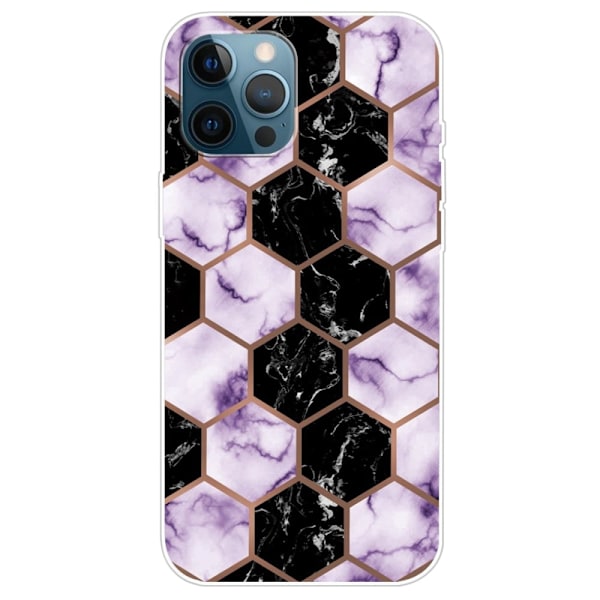 Marmormotiv iPhone 14 Pro skal - Bikakemarmor I Lila multifärg