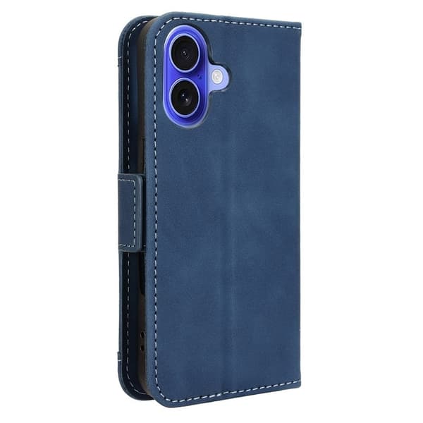Lommebok-etui i moderne skinn-design iPhone 16 Plus - Blå Blue