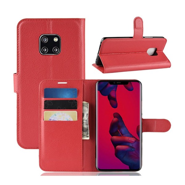 Huawei Mate 20 Pro flipfodral i litchi-texturläder - Röd Röd