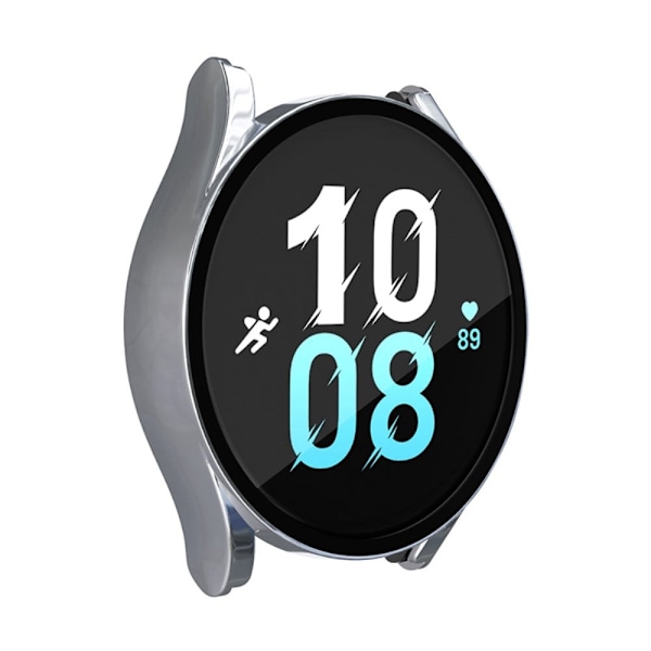 Samsung Galaxy Watch 5 (44mm) / 4 (44mm) beskyttelsescover med hærdet glas - Sølv Silver grey