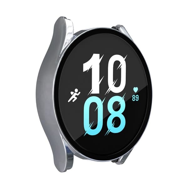 Samsung Galaxy Watch 5 (44mm) / 4 (44mm) protective cover with tempered glass - Silver Silvergrå