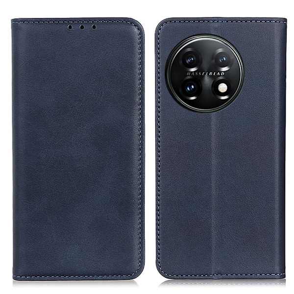 Lompakko-style Aitoa Nahkaa Läppäkotelo For OnePlus 11 - Sininen Blue