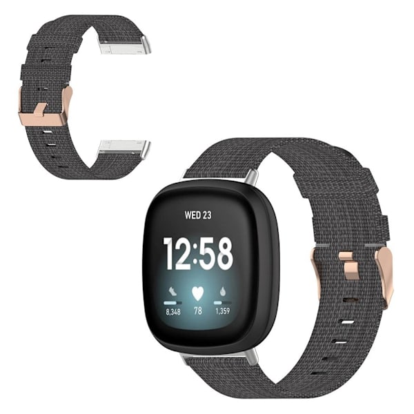 Fitbit Sense / Versa 3 nylonkellonauha - Tummanharmaa Silver grey