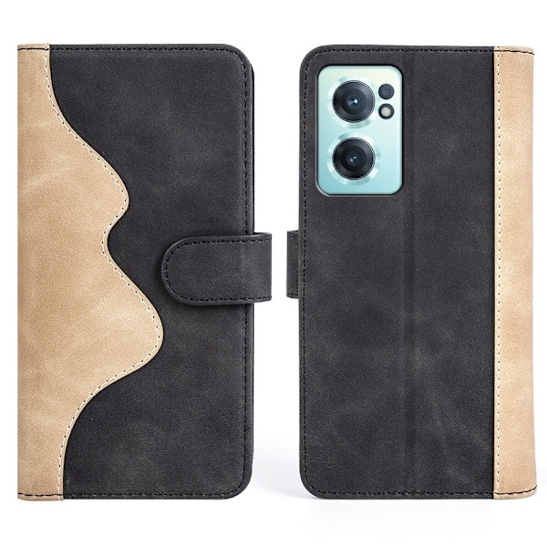 To-farvet OnePlus Nord CE 2 5G læderetui - Sort Black