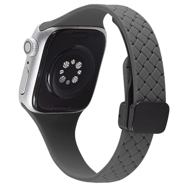 Apple Watch 49mm / 45mm / 44mm / 42mm klockarmband i silikon - Mörkgrå Silvergrå