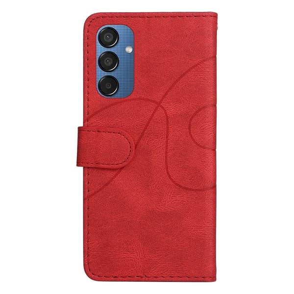 Tekstureret Samsung Galaxy M15 læderetui med rem - Rød Red