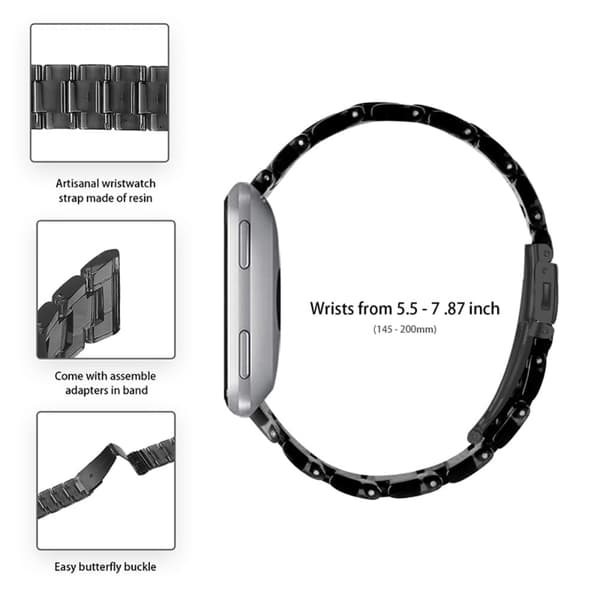 22mm hartsityylinen kellohihna Fossil-kelloon - Läpinäkyvä Musta Black