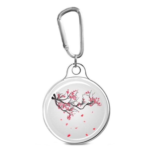 AirTags unique pattern cover with key ring - Plum Blossom Silver grey