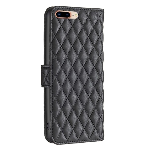 Rhombus mat iPhone 7 Plus flip etui - Sort Black