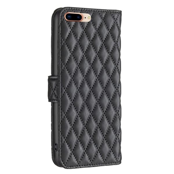 Rombuskuvioinen matta läppäkotelo iPhone 7 Plus - Musta Black