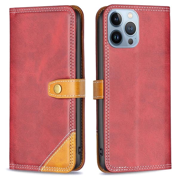 BINFEN tofarget læretui for iPhone 13 Pro - Rød Red