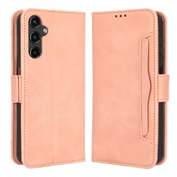 Stilfuldt Læder Etui med Pung til Samsung Galaxy A24 4G - Lyserød Pink