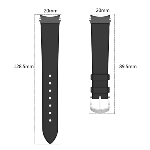 Samsung Galaxy Watch 5 (44mm) / (40mm) / 4 (44mm) / (40mm) Klockarmband i äkta läder - Svart Svart