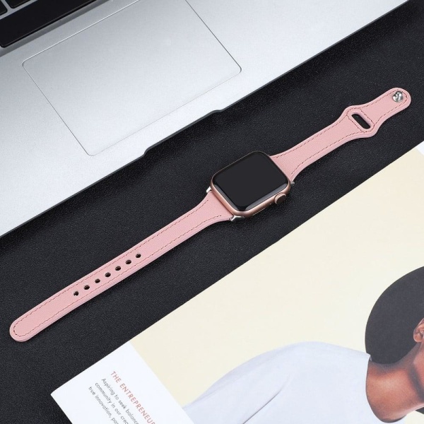 Apple Watch (41mm) stitching line genuine leather watch strap - Rosa