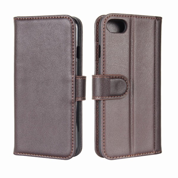 iPhone 7 / 8 uniikki nahkakotelo - Ruskea Brown