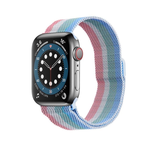 Apple Watch 40 mm urrem med regnbuelinje - Lyserød / Hvid / Grøn / Blå Multicolor