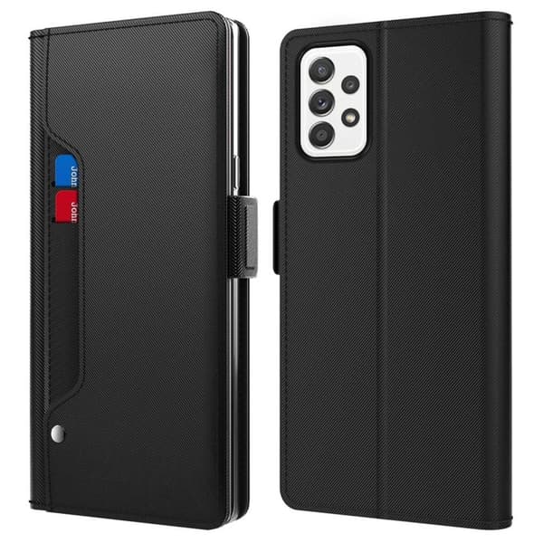 Phone Etui med Make-up Mirror og Slick Design til Samsung Galaxy M32 5G / A32 5g - Svart Black