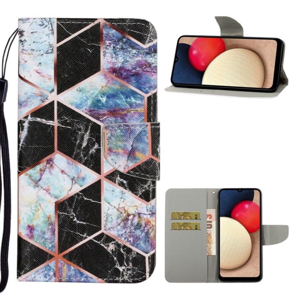 Wonderland Samsung Galaxy A02s Flip etui - Black and White Marbling Black