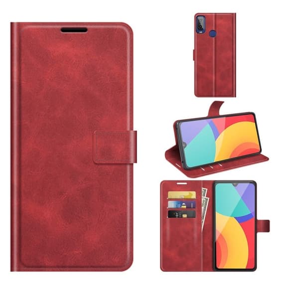 Wallet-style Lær Etui til Alcatel 1l (2021) - Rød Red