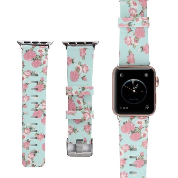 Apple Watch 38mm erstatnings urrem i silikone med blomster mønster - Stil C Multicolor