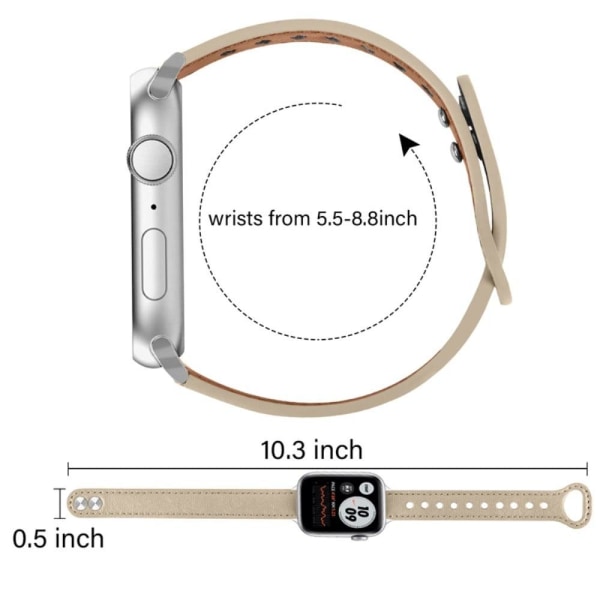 Apple Watch Series 8 (45mm) / Watch Ultra - ylätasoinen naudannahkainen aidosta nahasta valmistettu kellonhihna - Vaalean Ruskea Beige