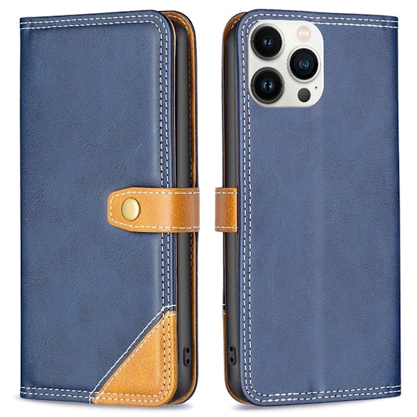 BINFEN kaksivärinen nahkakotelo iPhone 13 Pro Max - Sininen Blue
