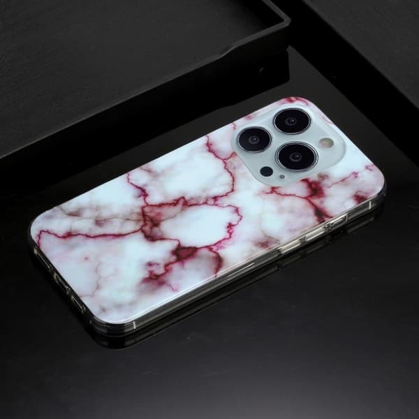 Marmormotiv iPhone 13 Pro skal - Röd Röd
