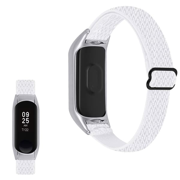 Xiaomi Mi Smart Band 4 / 3 nylon elastisk urrem - Hvid White