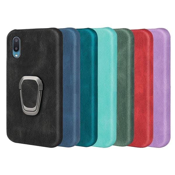Stötsäkert läderfodral med oval kickstand för Samsung Galaxy M02 / A02 - Röd Röd
