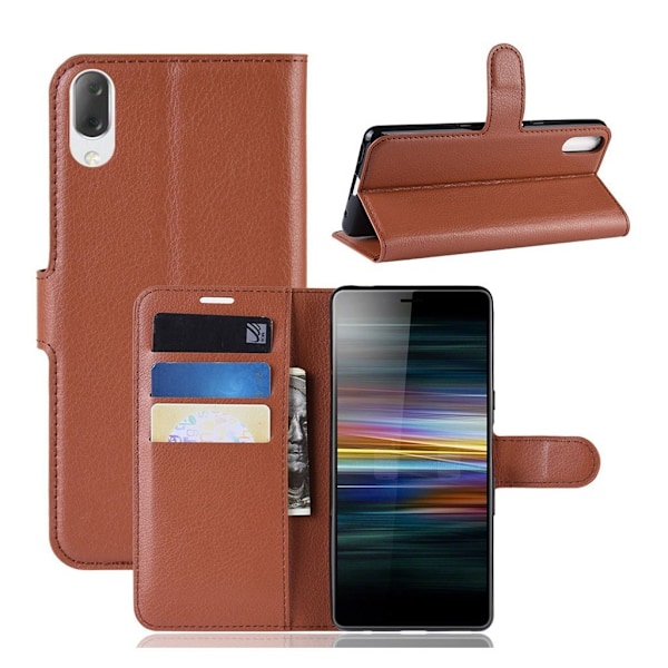 Sony Xperia L3 litchi- lædercover - brun Brown