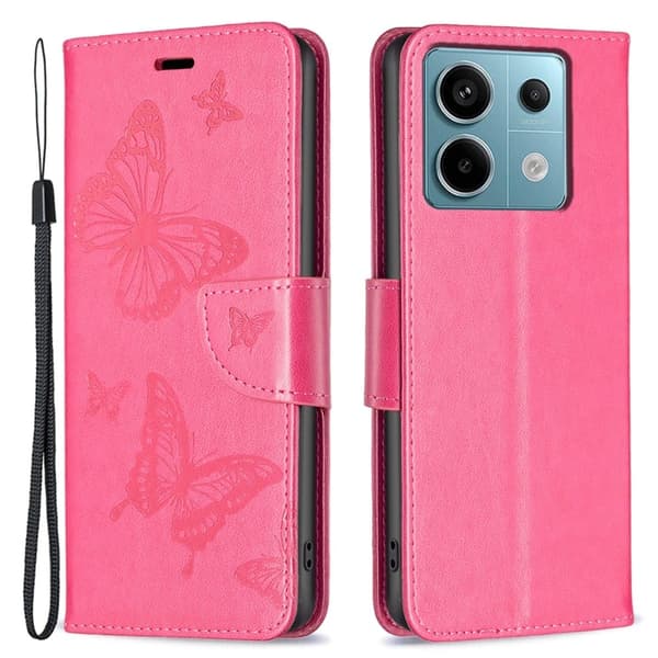 Butterfly Xiaomi Redmi Note 13 Pro 4G nahkakotelo - Ruusu Pink