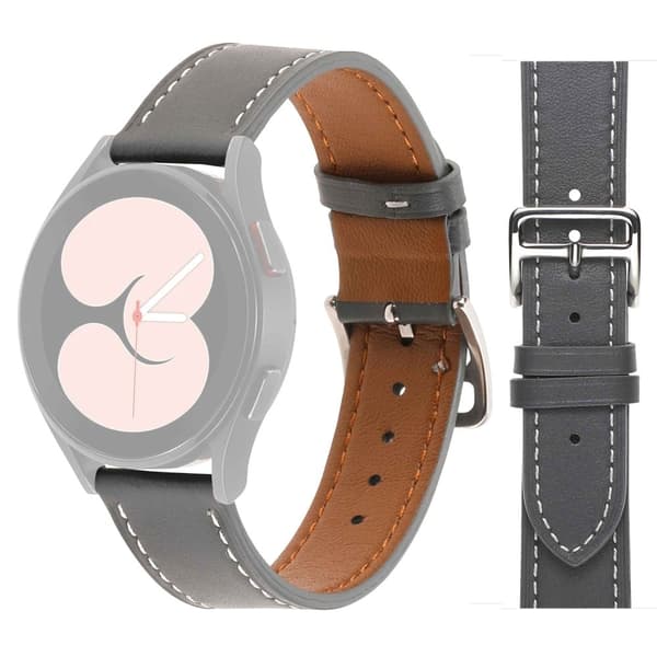 20 mm Universal texturerat klockarmband i äkta läder - Grå Silvergrå