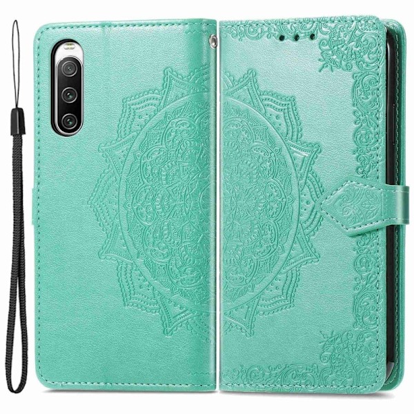 Mandala läder Sony Xperia 10 IV fodral - Grön Grön