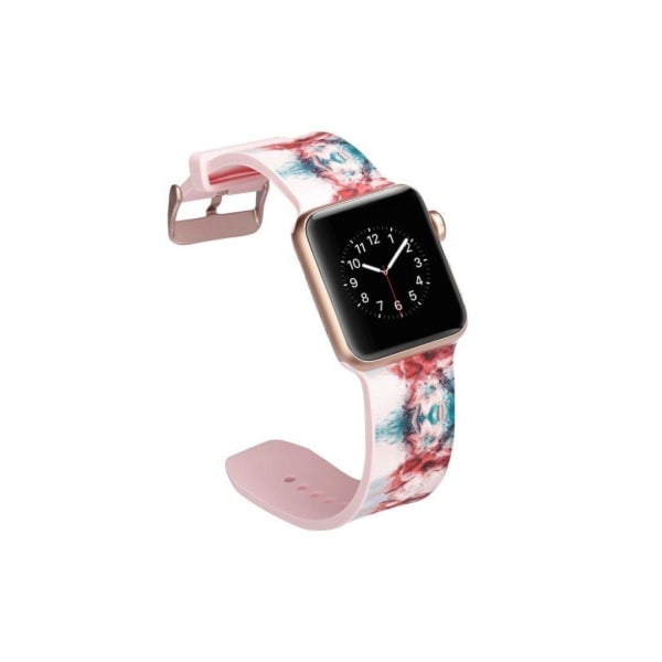 Apple Watch Series 5 40mm camouflage silikoninen kellonauha - Ruusu Ja Sininen Kuvio Pink