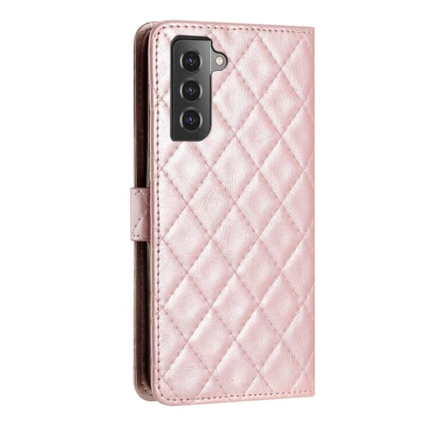 Funktionelt Samsung Galaxy S22 Plus rombe etui med pung Pink