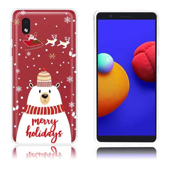 Samsung Galaxy A01 Core Case til jul - Isbjørn Med Halstørklæde White