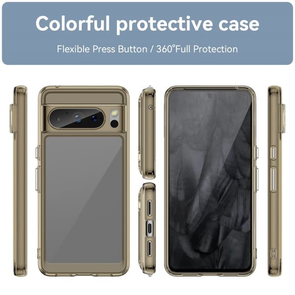 Google Pixel 8 Pro smart telefonskal i akryl - Transparent Grå Silvergrå