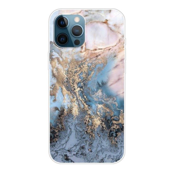 Marmormotiv iPhone 13 Pro skal - Blåaktig Guldmarmor multifärg