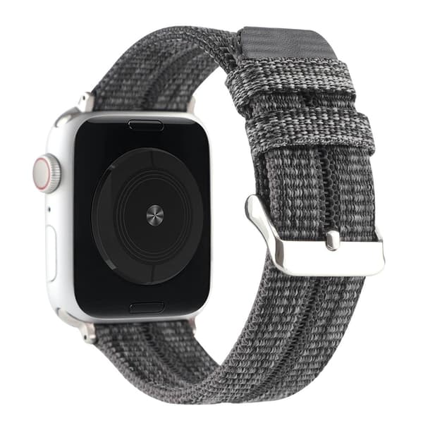 Apple Watch (41 mm) nylonklokkerem med striper - Grå Silver grey