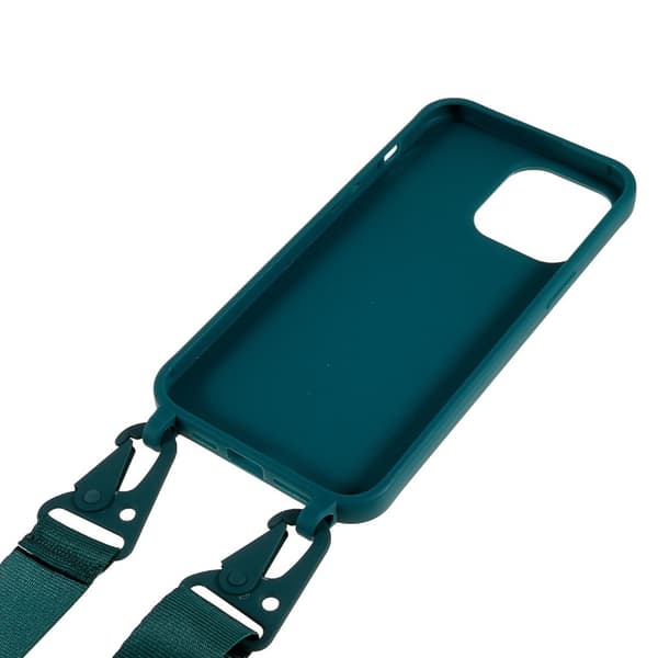 Tynt TPU-deksel med matt finish og justerbar stropp til iPhone 15 Pro - Mørkegrønn Green