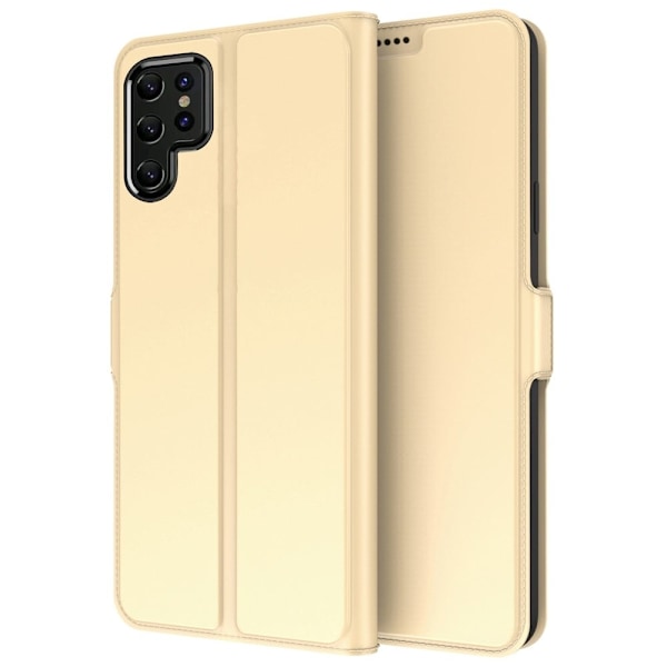 Smidigt och tunt PU-läder Samsung Galaxy S21 Ultra 5G fodral - Guld Guld