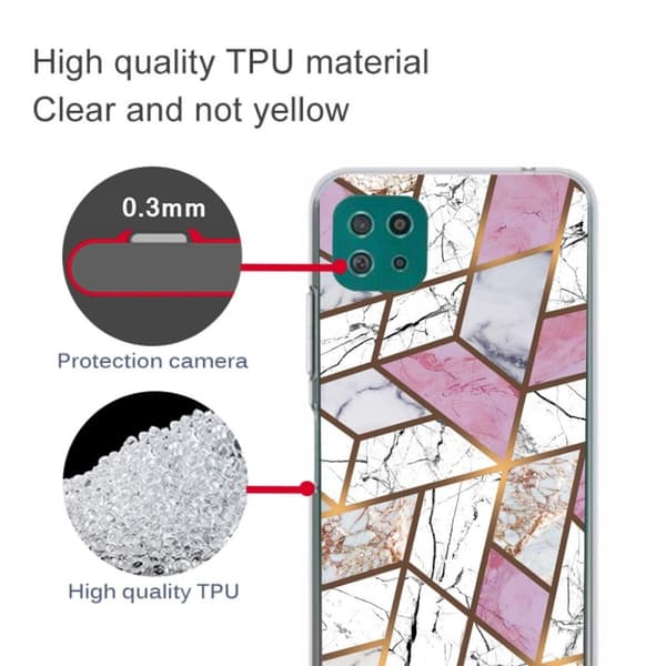 Marble Samsung Galaxy A22 5G Etui - Rose / Hvit / Grå Klinkekule Multicolor