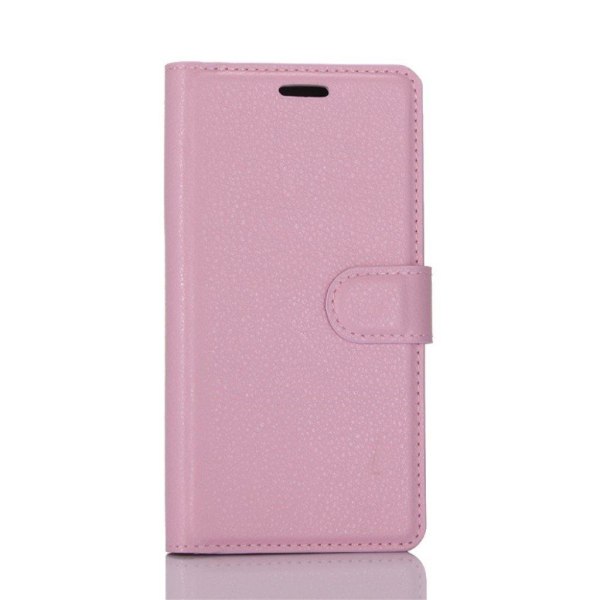 Samsung Galaxy S8+ Litsi Pintainen Nahkakotelo Korttitaskuilla - Pinkki Pink